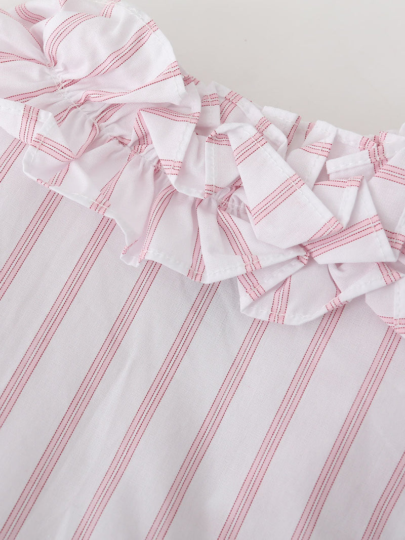 Pink and White Stripe Ruffles Barbie Same Style 1950S Vintage Shirt