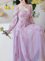 Purple Square Neck Butterfly Vintage Fairy Dress