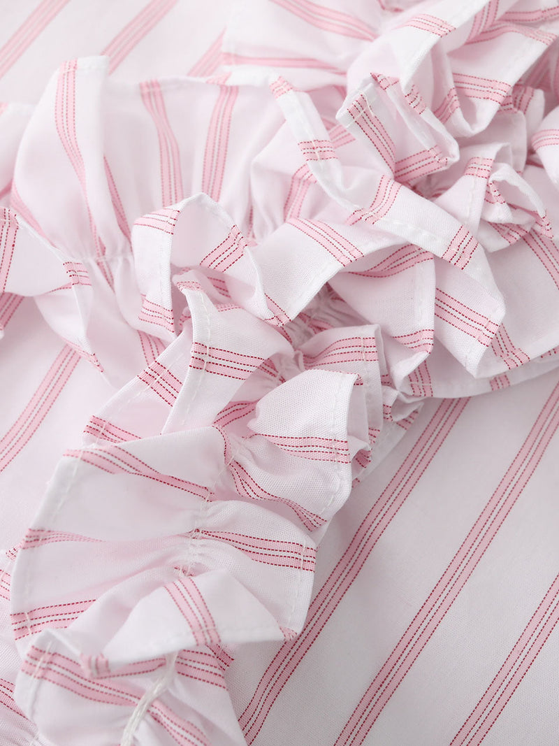 Pink and White Stripe Ruffles Barbie Same Style 1950S Vintage Shirt