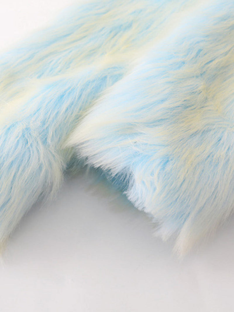 Gradient Blue Sweet Warm Faux Fur Winter Coat