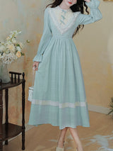 Blue Lace Ruffles Edwardian Revival Dress