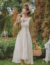 Light Green Victorian Dress with Balloon Sleeves