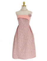 Pink Camellia Flower Spaghetti Strap Tweed Party Dress