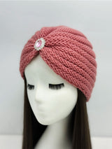 Knitted Beanie with Rhinestone Charm Hat