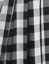 Black V Neck Plaid Audrey Hepburn Style Cocktail Swing Dress