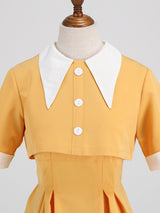 2PS Baby Blue Peaked Collar Short Sleeve 1950S Coat With Strap Vintage Dress Inspired By Mrs. Maisel