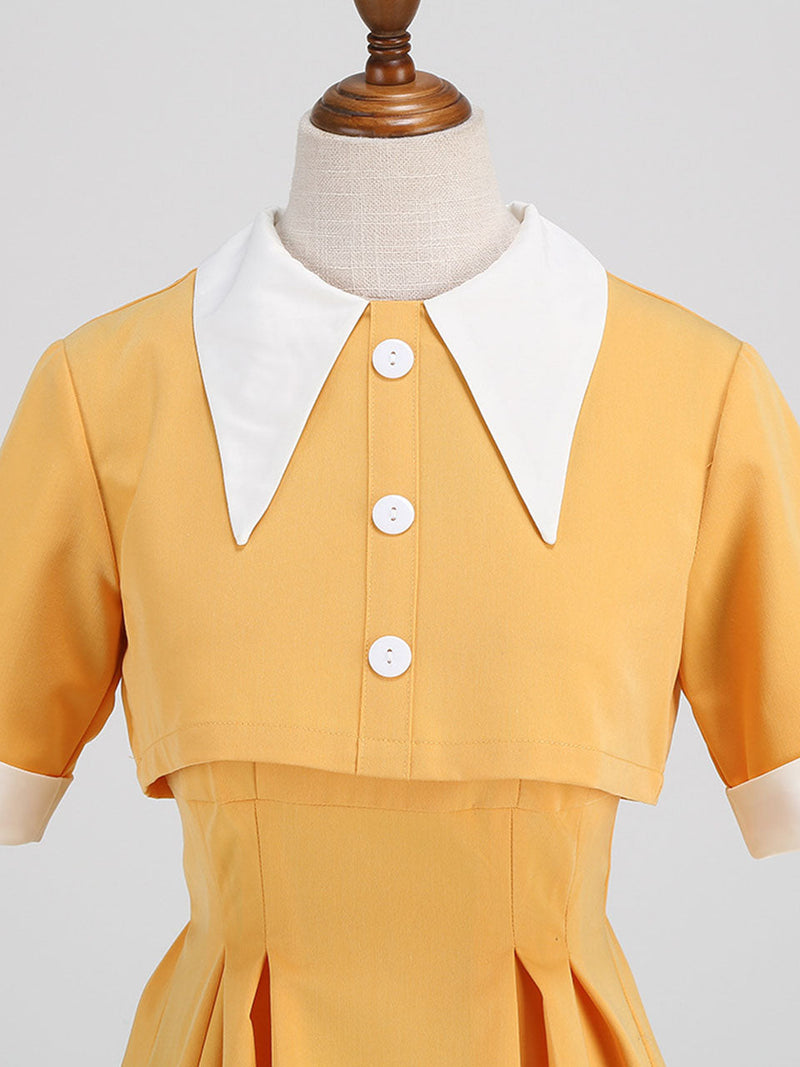 2PS Baby Blue Peaked Collar Short Sleeve 1950S Coat With Strap Vintage Dress Inspired By Mrs. Maisel