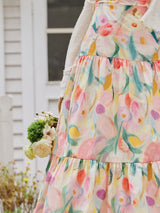 Rainbow Tulips Spaghetti Strap Vintage Swing Holiday Maxi Dress