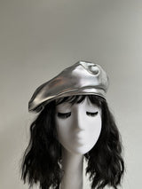 Silver PU Vintage Beret