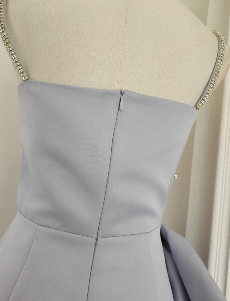 Lilac Rhinestones Spaghetti Strap Gown Party Dress