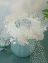 Hand-Woven Mesh Decorative Linen Lace White Wedding Hat