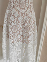 White Lace Spaghetti Strap Gown Party Dress