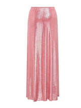 Pink Luminous Fabric One-piece Swimsuit With Bathing Suit Warp Skirt