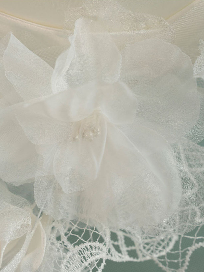 Romantic Dreamy White Flower Light Mesh Brim Wedding 1950S Hat