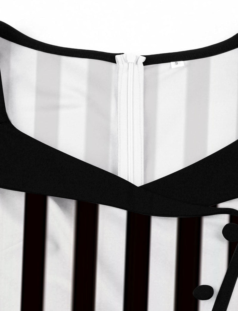 Beetlejuice Costume 1950S Dress With Black and White Vertical Stripe