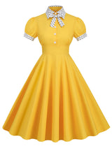 Yellow Pikachu Inspired Pokemon Swing Vintage 1950S Dress with Headband