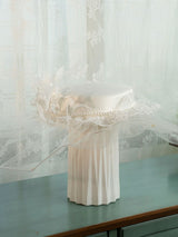 Romantic Dreamy White Flower Light Mesh Brim Wedding 1950S Hat