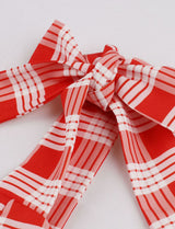 Red And White Plaid Straps Bow Retro Swing Dress