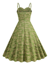 Green Spaghetti Strap Sleeveless 1950S Vinatge Dress