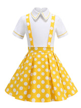 Kids Little Girls' Dress Polka Dots Peter Pan Collar 1950S Suspender Dress