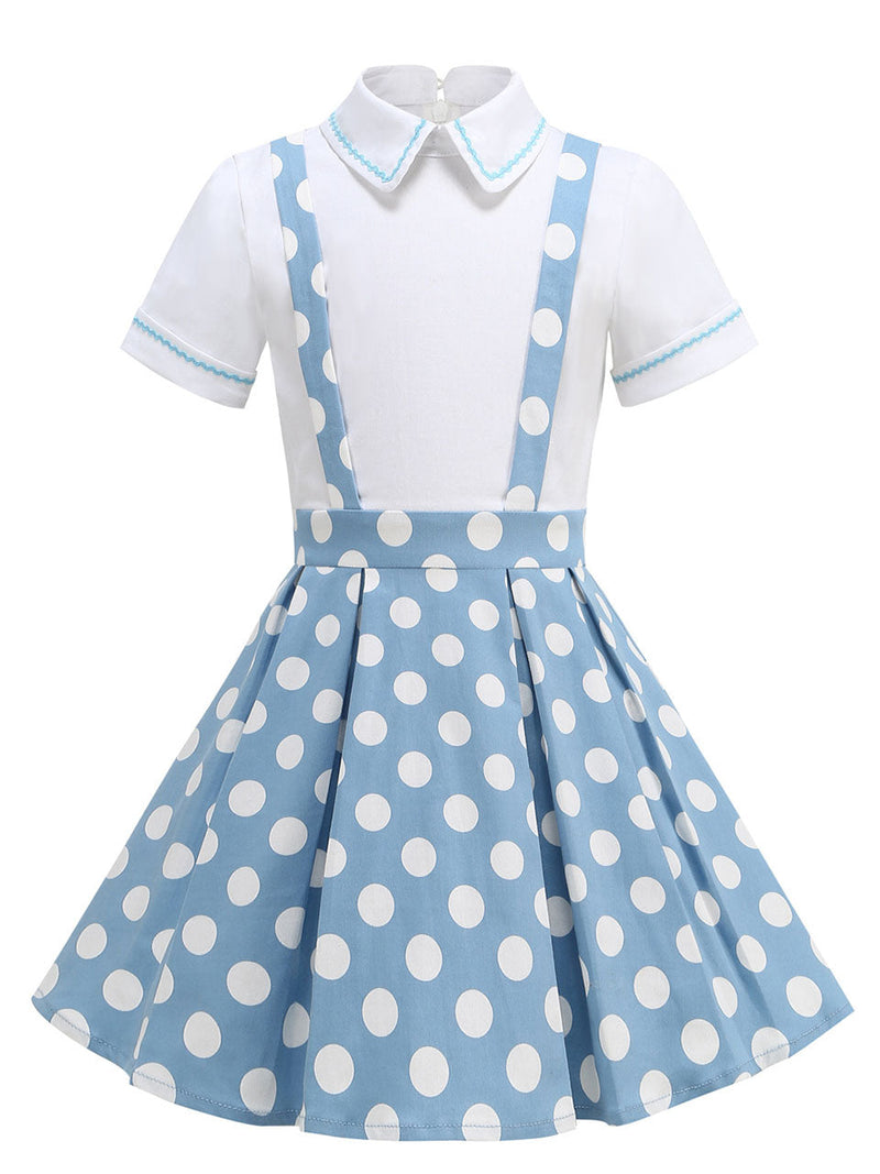 Kids Little Girls' Dress Polka Dots Peter Pan Collar 1950S Suspender Dress