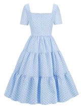 Light Blue Square Neck Polka Dot Vintage 1950S dress