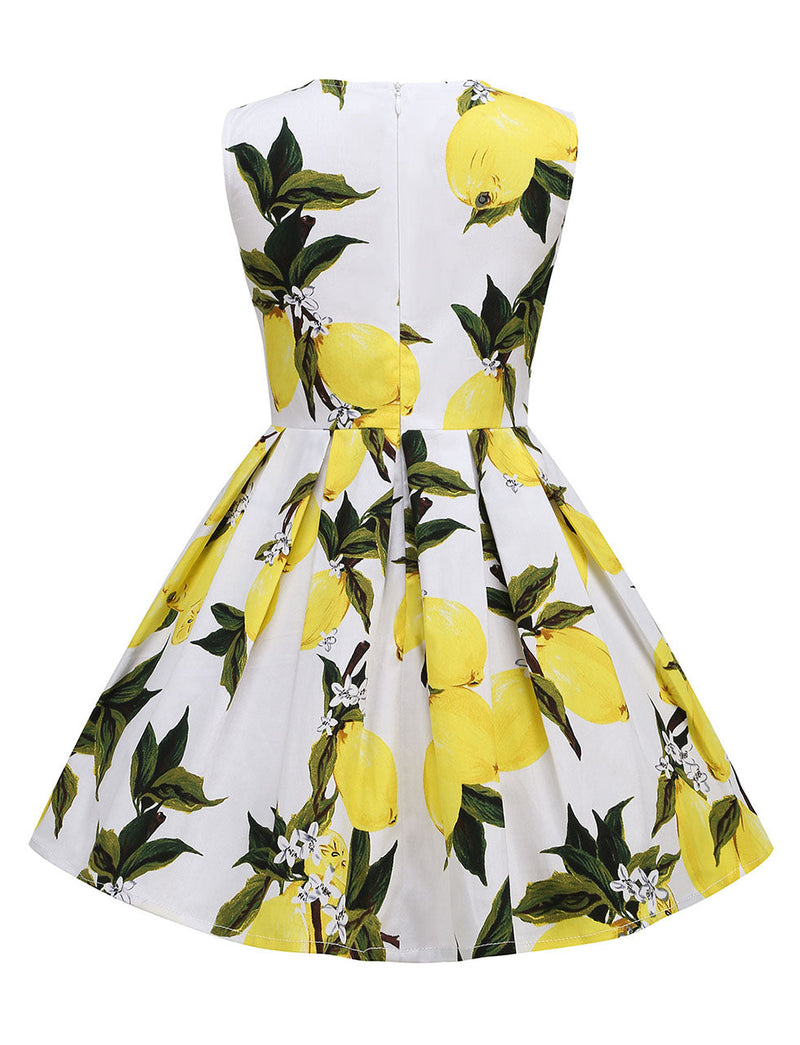 Kids Little Girls' Dress Lemon 1950S Vintage Dress