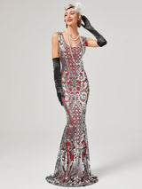 Gold 1920S Sequined Fringe Flapper Maxi Dress