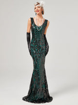 Gold 1920S Sequined Fringe Flapper Maxi Dress